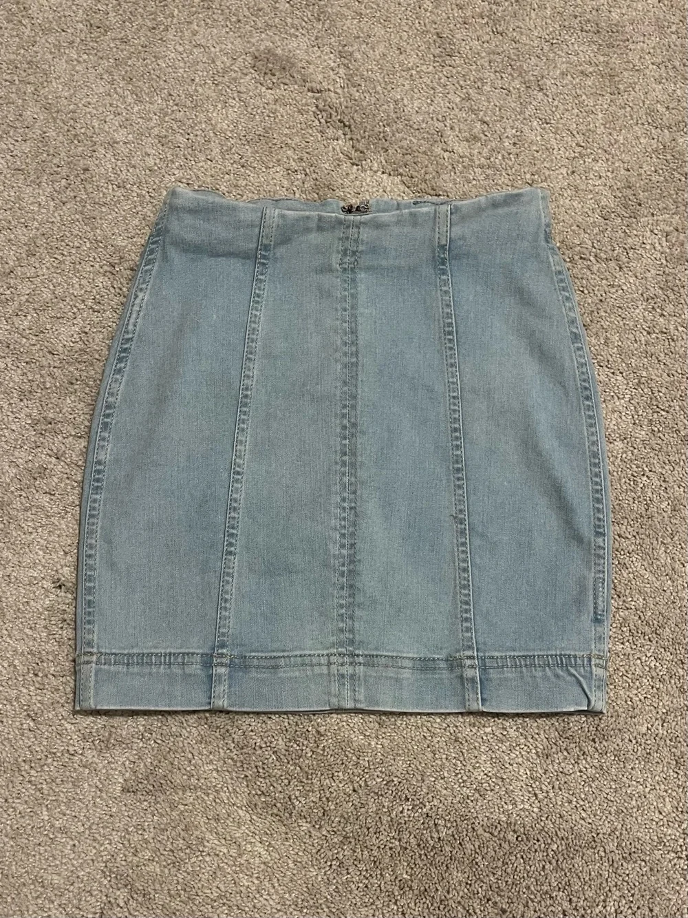 Free People Modern Femme Summer Capsule Stretch Denim Mini Skirt with Back Zip